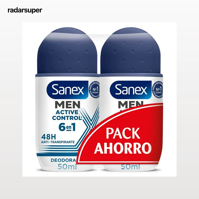 Desodorante roll-on active control hombre Sanex 2 x 50 ml