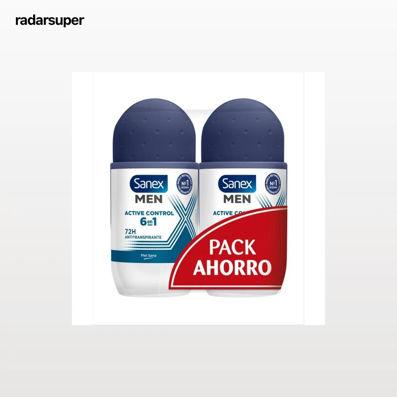 Desodorante roll-on active control Sanex Men pack 2 unidades de 50 ml.