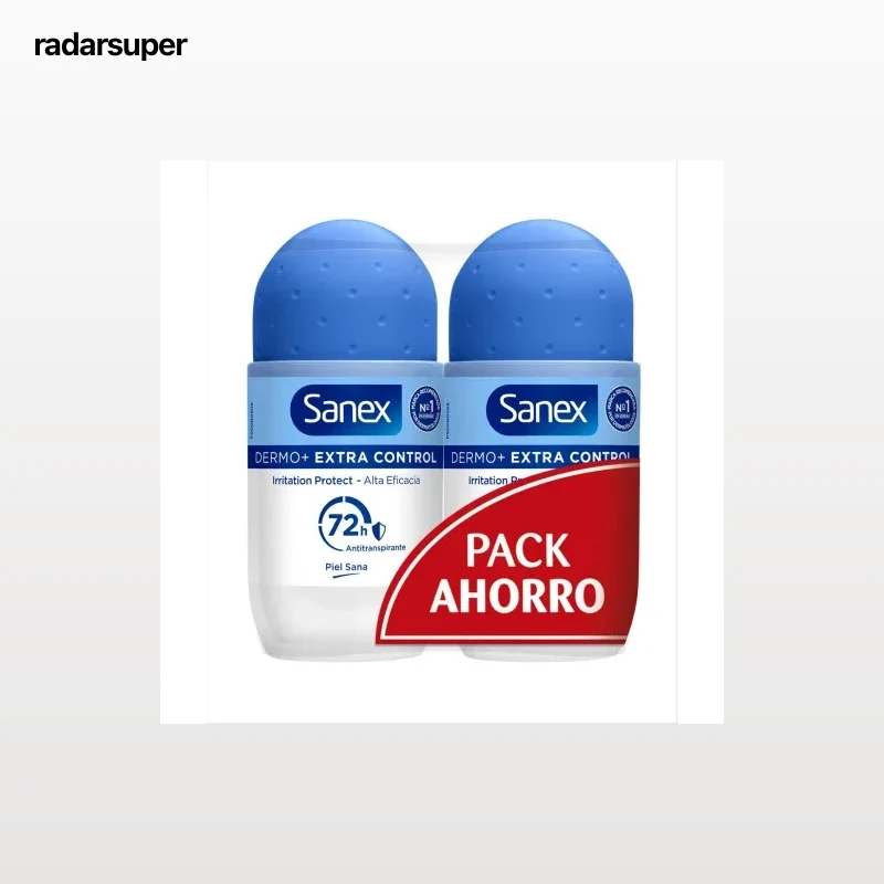 Desodorante roll-on dermo extra control Sanex pack 2 unidades 50 ml.