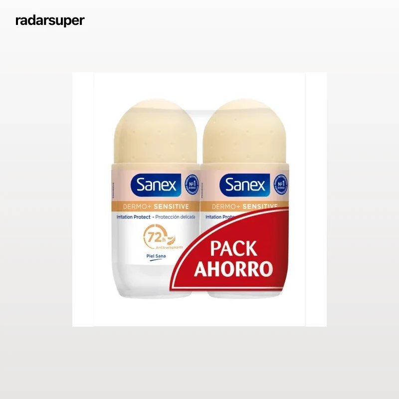 Desodorante roll-on dermo sensitive Sanex pack de 2 unidades de 50 ml.