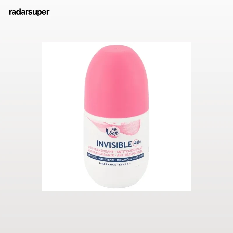 Desodorante roll-on invisible Carrefour Soft 50 ml.