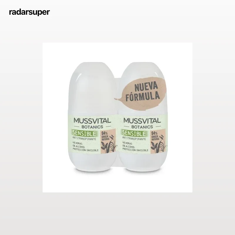 Desodorante roll-on sensible Mussvital Botanics pack 2 unidades 75 ml.