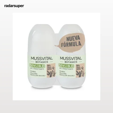 Desodorante roll-on sensible Mussvital Botanics pack 2 unidades 75 ml.