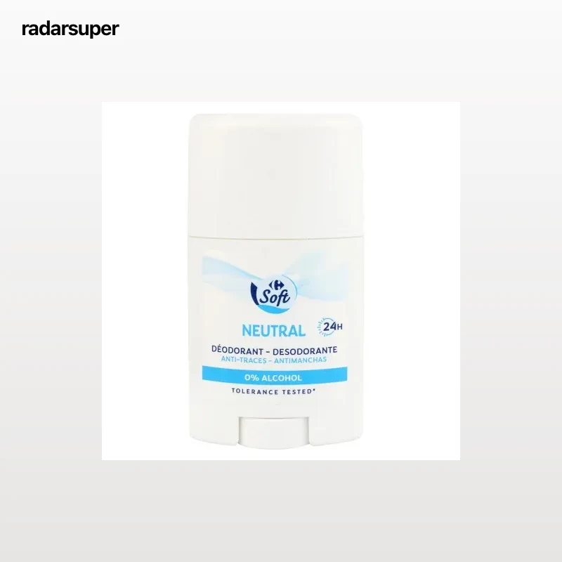 Desodorante stick antimanchas neutral Soft Carrefour 75 ml.