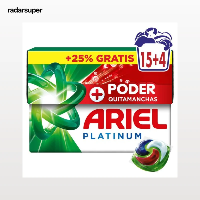 Detergente cápsulas Platinum Ariel 15+4 lavados