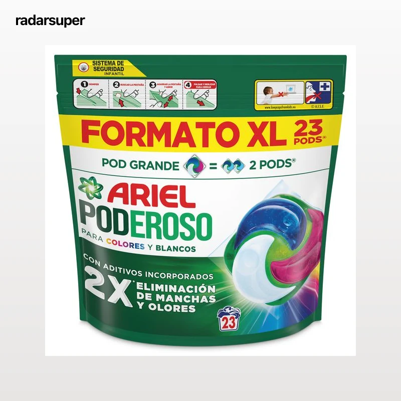 Detergente en cápsulas poderoso Ariel caja 23 lavados