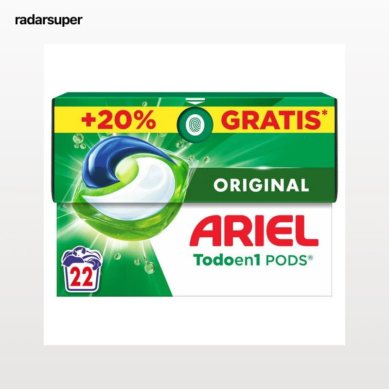 Detergente en cápsulas pods con 18 más 4 lavados Ariel 22 lavados Original