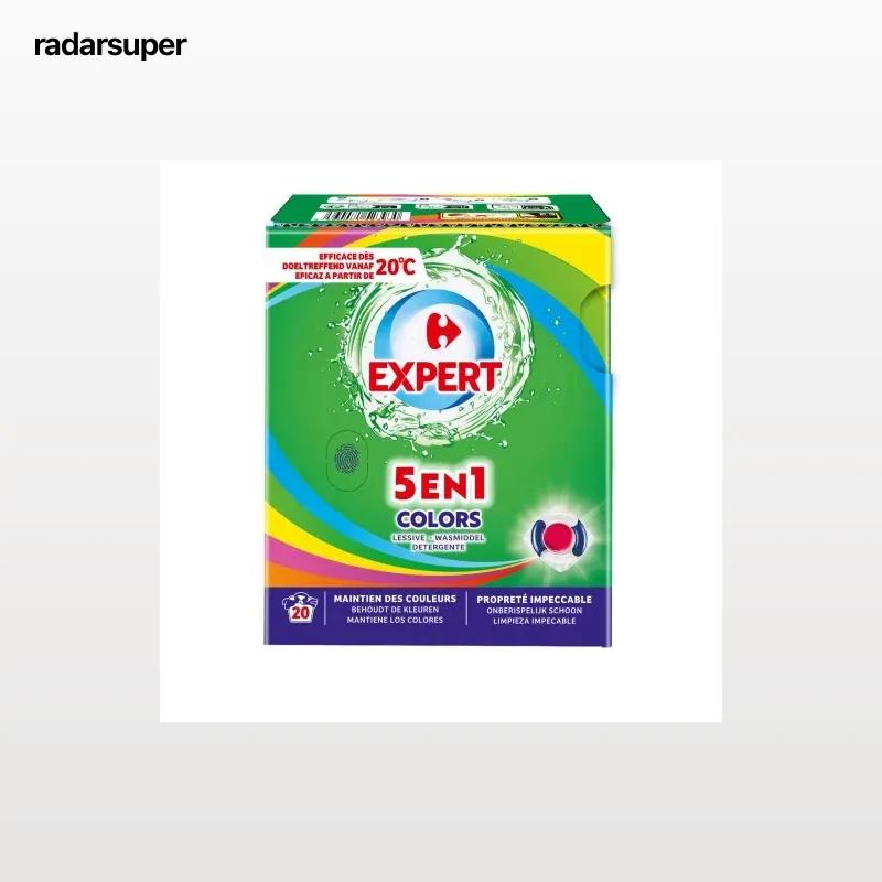Detergente en capsulas 5en1 color Expert Carrefour 20 lavados.