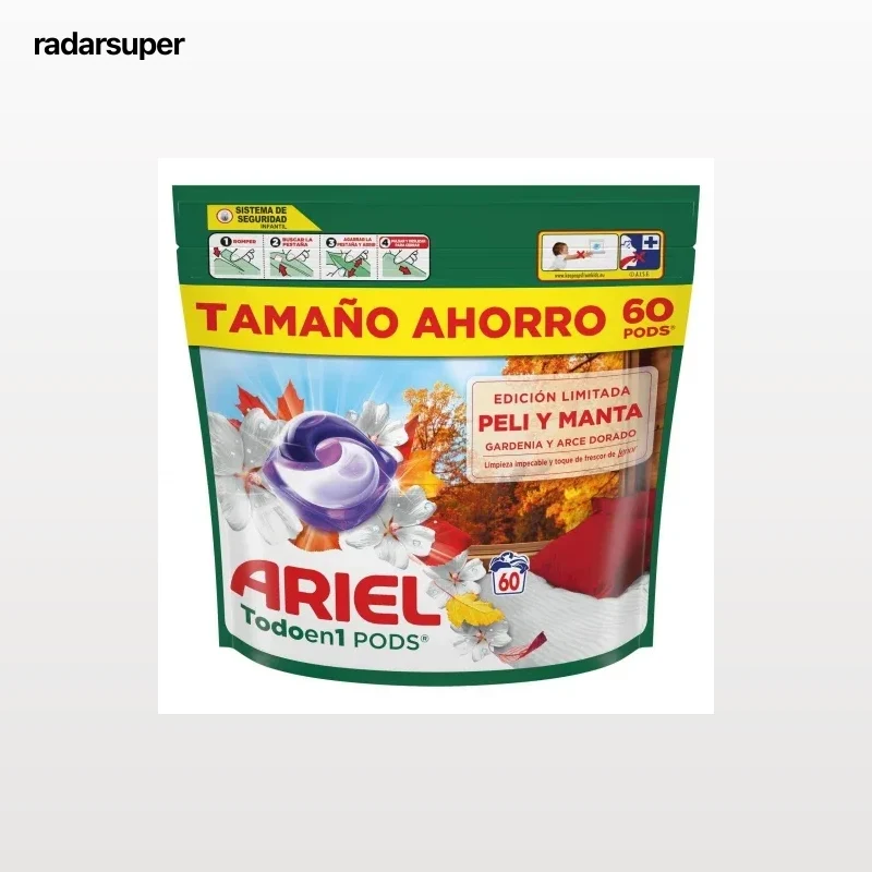 Detergente en cápsulas gardenia y arce dorado Ariel 60 lavados.