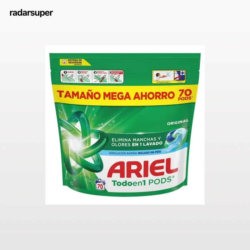 Detergente en capsulas original Ariel 70 lavados.