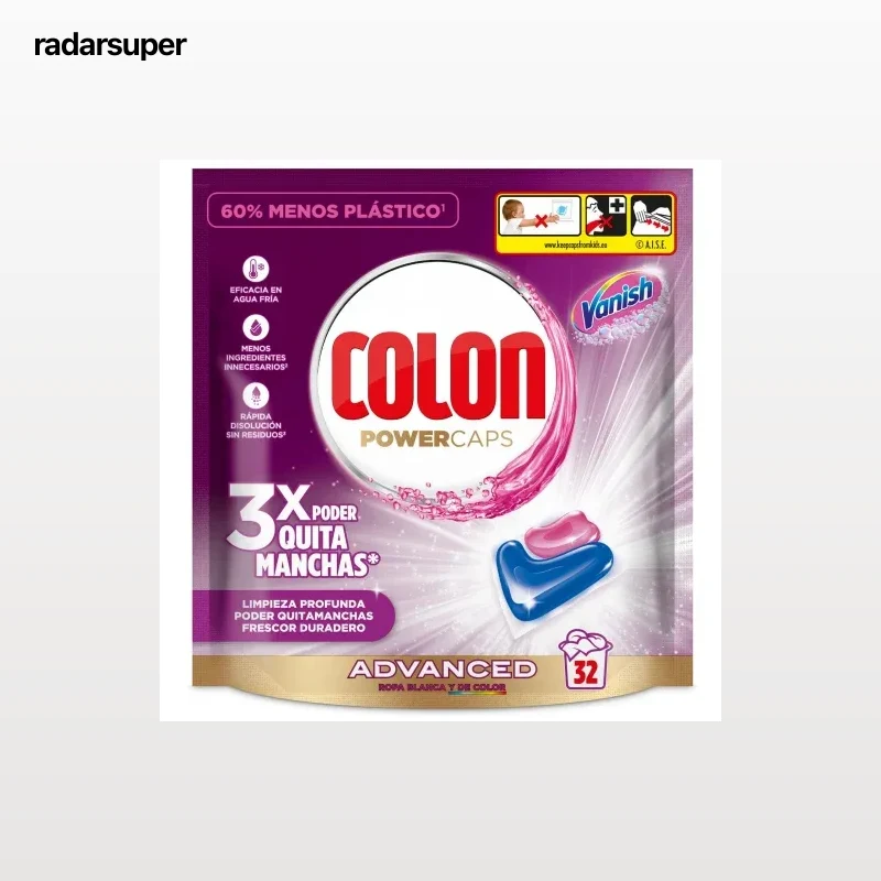 Detergente en cápsulas poder quitamanchas Vanish Power Caps Advanced Colon 32 ud.
