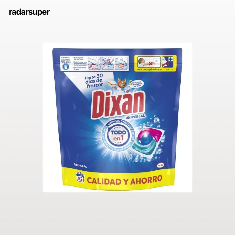 Detergente en cápsulas Trio Caps Universal Dixan 52 ud.