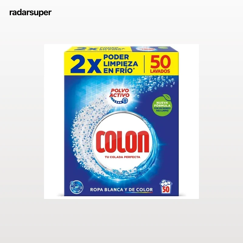 Detergente en polvo activo Colon 50 lavados.