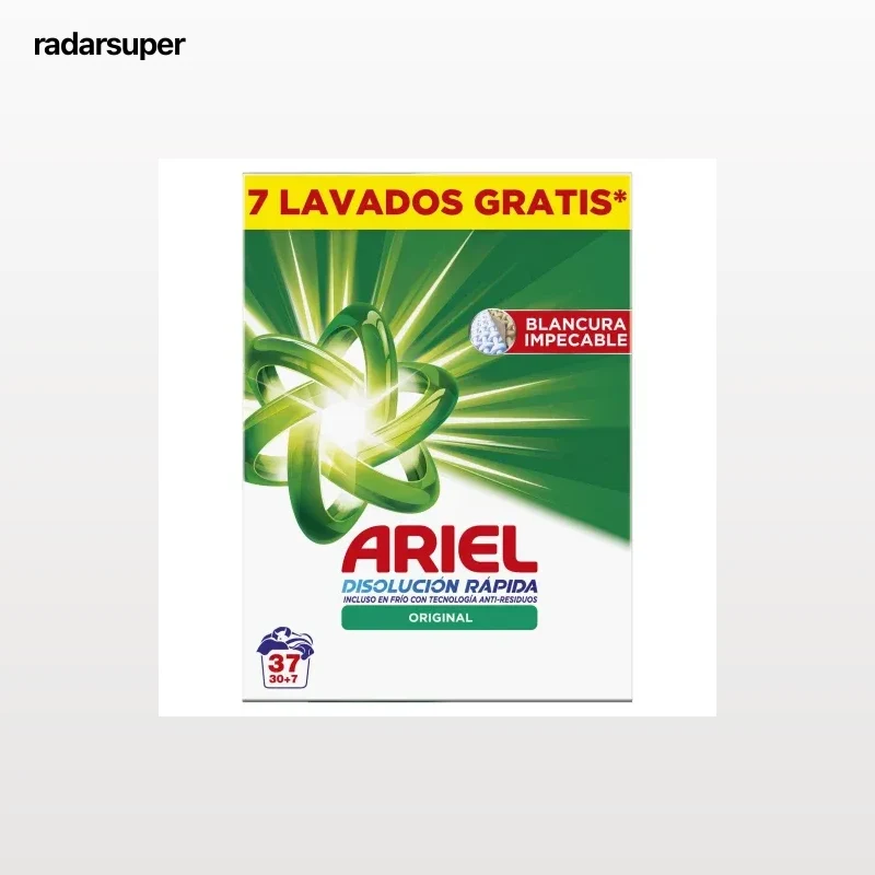 Detergente en polvo original Ariel 36 lavados.