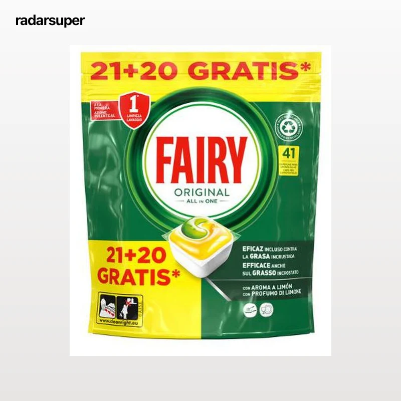 Detergente lavavajillas cápsulas Fairy 21+20 unidades Original