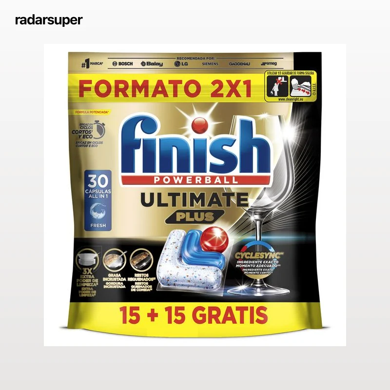 Detergente lavavajillas en pastillas Finish 15+15 unidades Ultimate