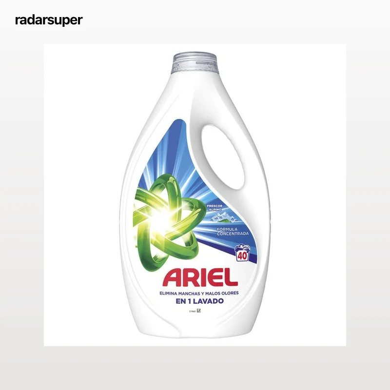Detergente líquido Ariel 40 lavados frescor alpino elimina manchas y malos olores