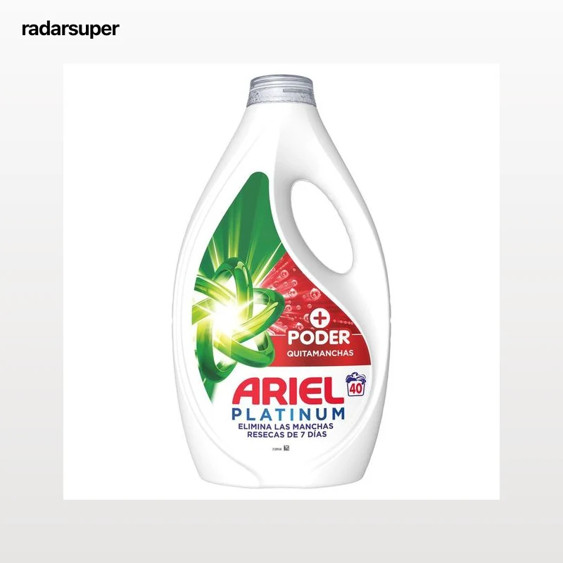 Detergente líquido Ariel platinum 40lav + poder quitamanchas