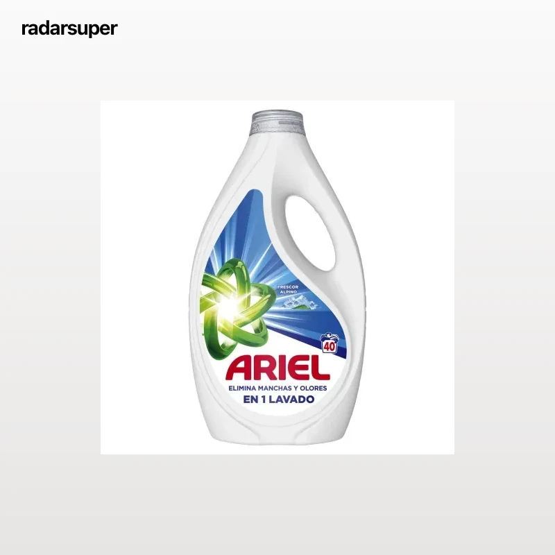 Detergente líquido frescor alpino Ariel 40  lavados.