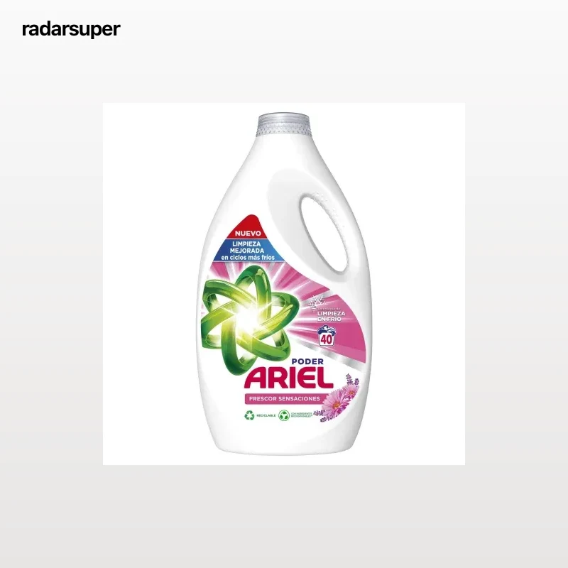 Detergente líquido frescor sensaciones Ariel 40 lavados.