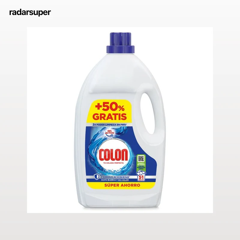 Detergente líquido gel activo Colon 51 lavados