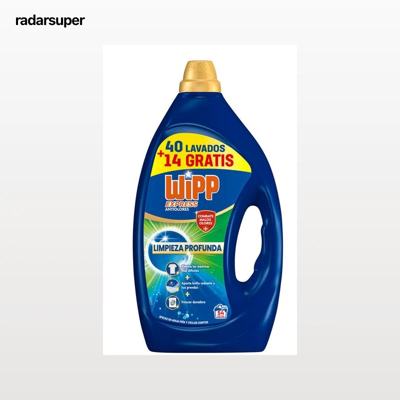 Detergente líquido limpieza profunda y antiólores Wipp Express 40+14 lavados