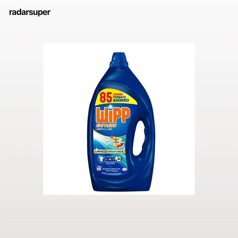 Detergente líquido limpieza profunda limpio y liso Wipp Express 85 lavados.