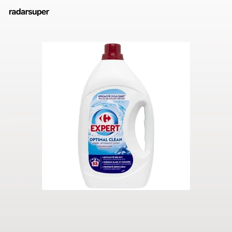 Detergente líquido optimal clean frescor alpino Expert Carrefour 88 lavados.