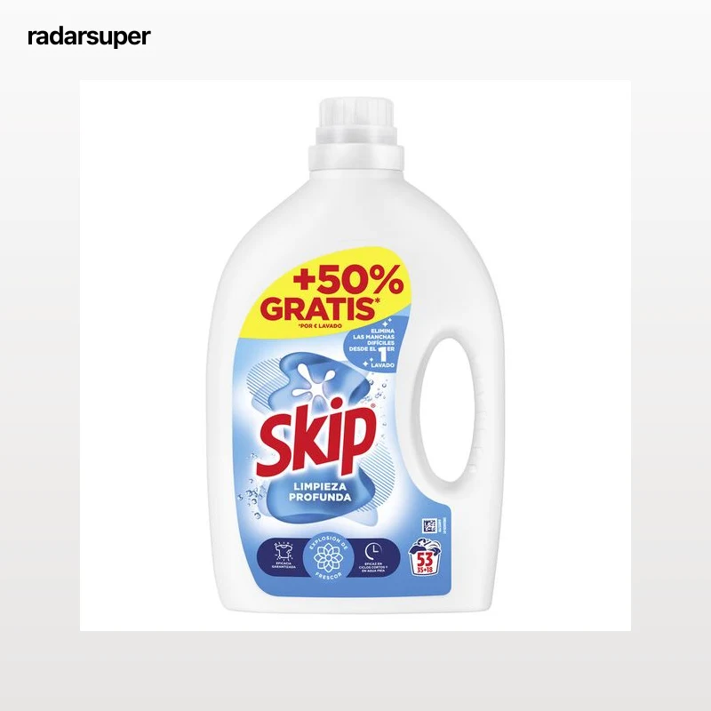 Detergente líquido Skip Limpieza Profunda 35+18 lavados 50% GRATIS