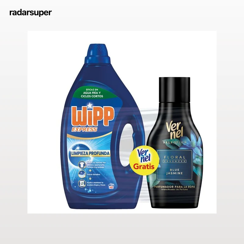 Detergente liquido Wipp Express 40lavados azul+30lavados Vernel floral
