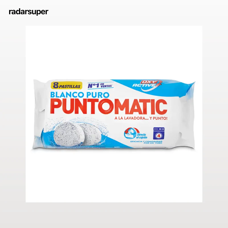Detergente máquina blanco puro en pastillas Puntomatic 4 lavados