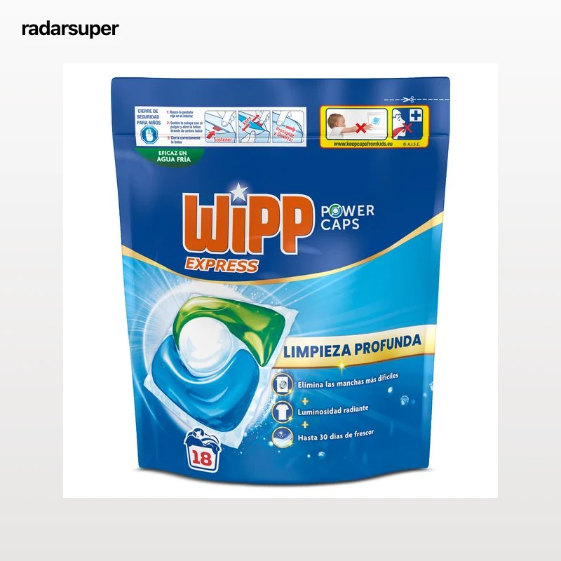 Detergente máquina cápsulas 4 en 1 Wipp Express 18 lavados