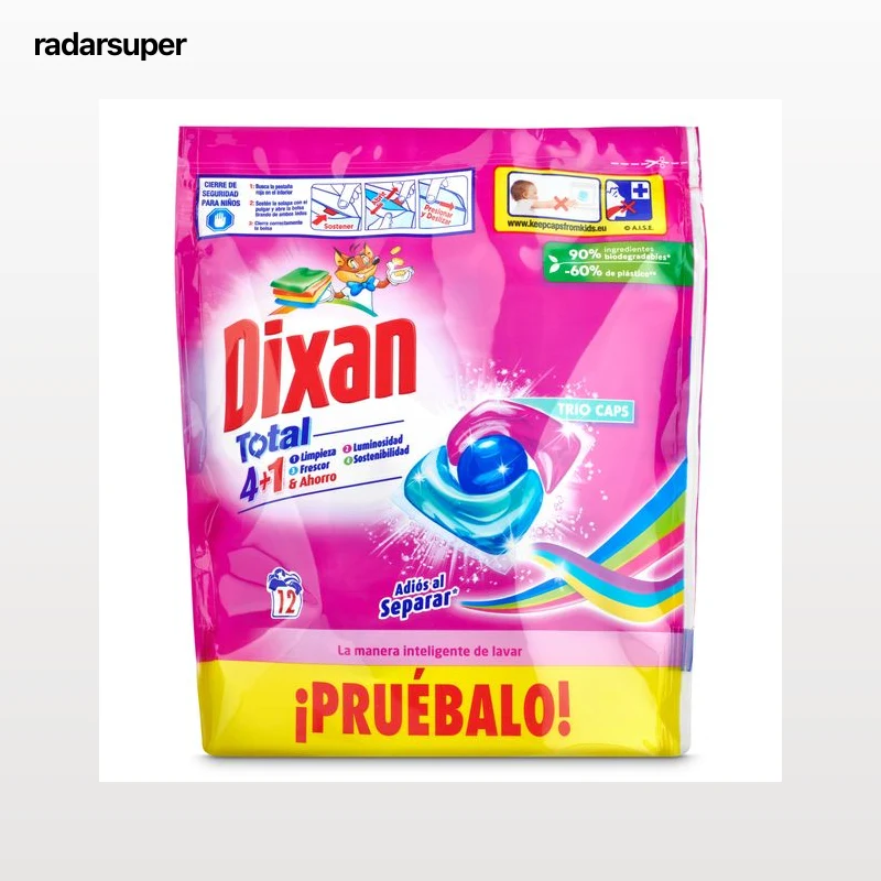 Detergente máquina cápsulas adiós al separar Dixan bolsa 12 lavados