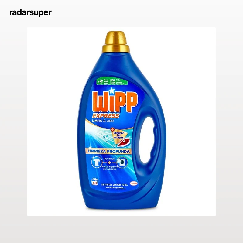 Detergente máquina líquido limpio y liso Wipp Express botella 43 lavados