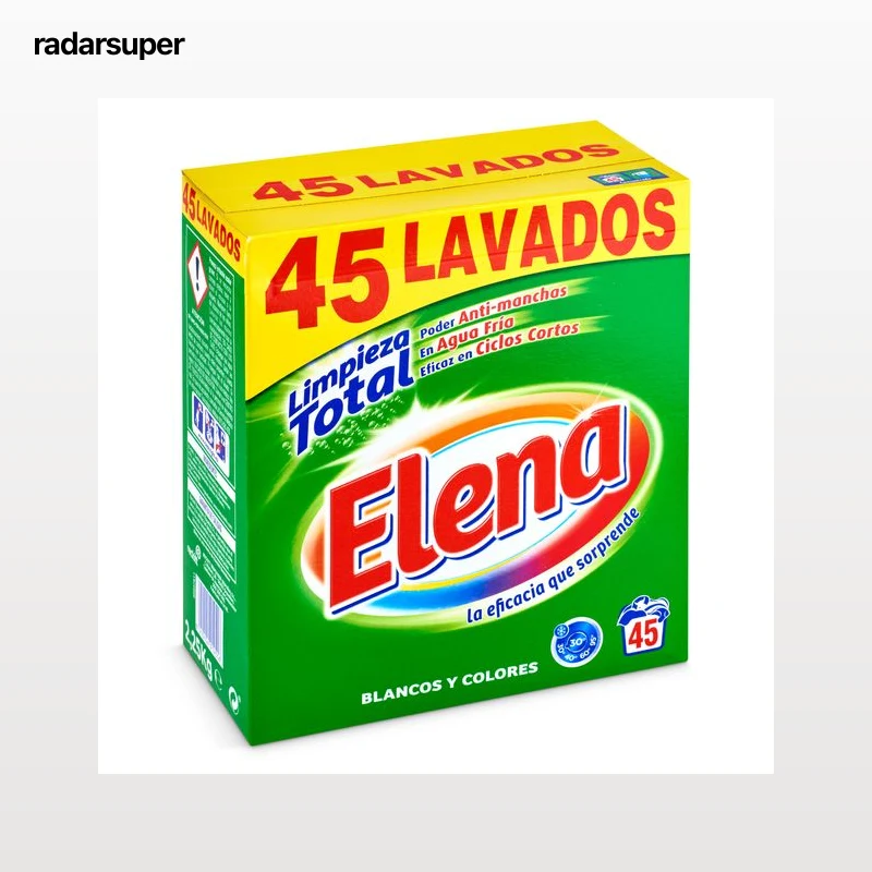 Detergente máquina polvo limpieza total Elena 45 lavados