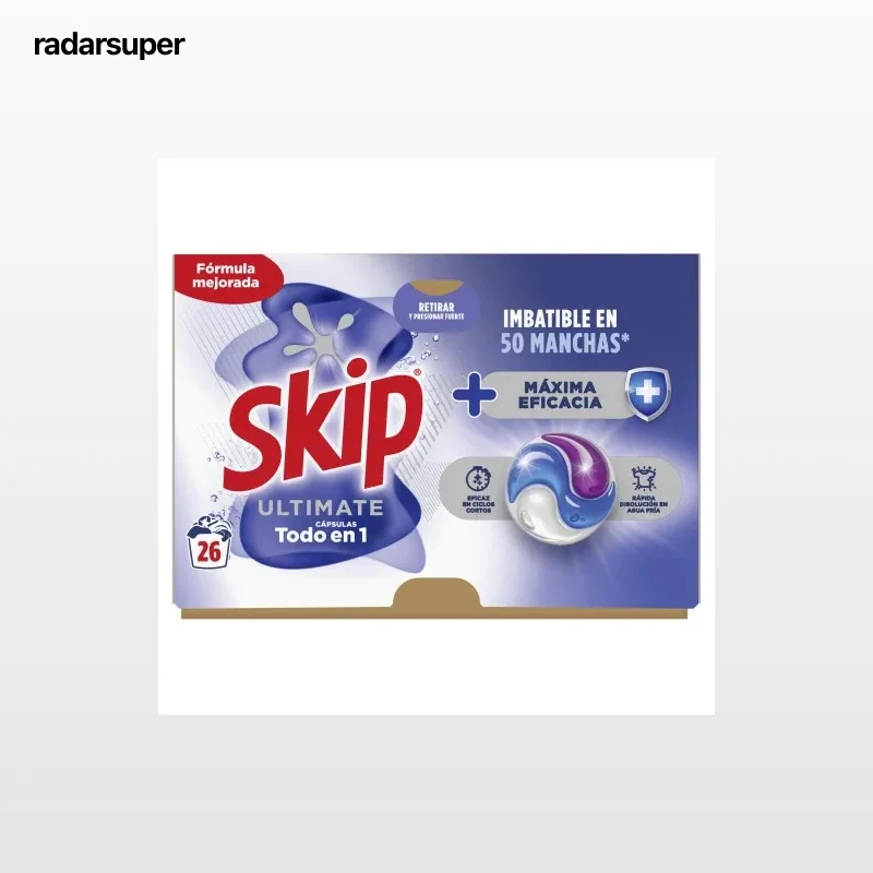 Detergente Máxima Eficacia Skip Ultimate 26 lavados.