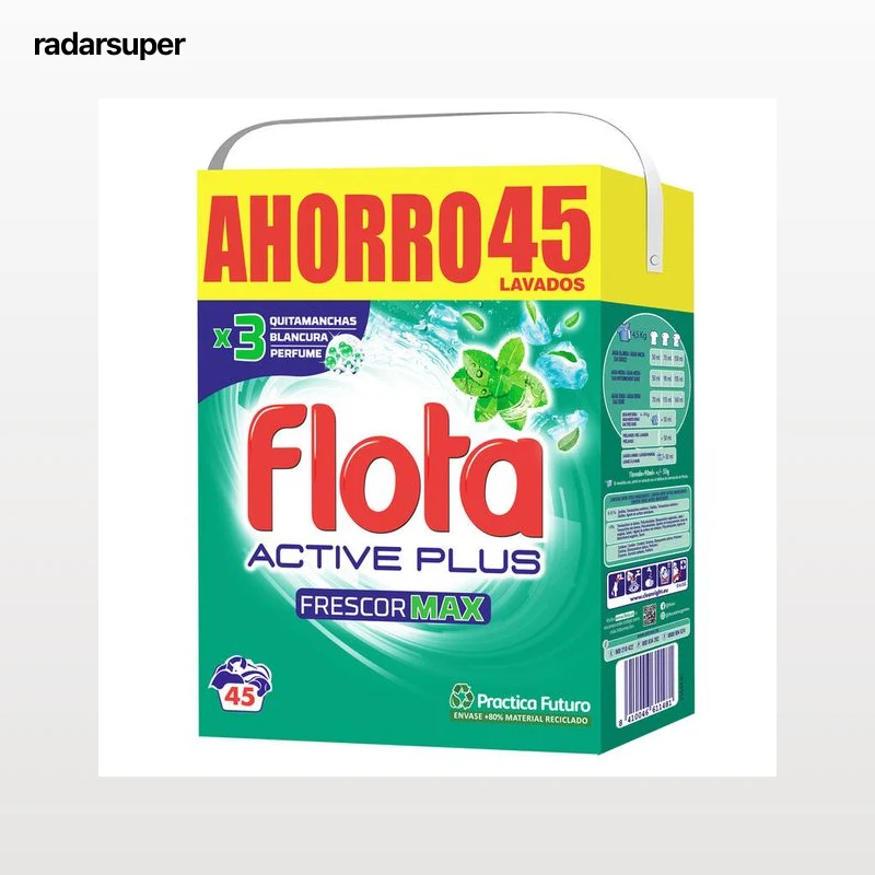 Detergente en polvo Flota 45 lavados Active Plus