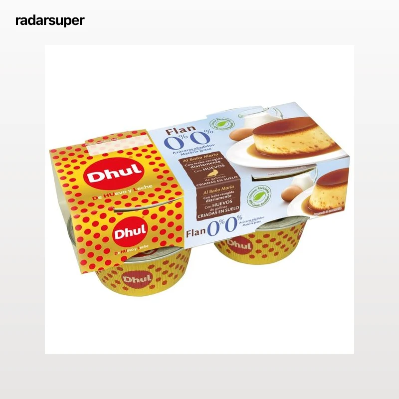 DHUL Flan de huevo al baño Maria, con 0% materia grasa y sin azúcares añadidos DHUL 4 x 100 g.