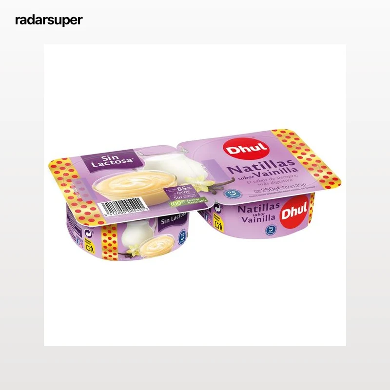 DHUL Natillas sabor a vainilla sin lactosa ni colorantes artificiales 2 x 125 g.