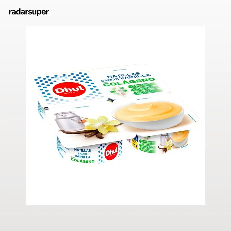 DHUL Natillas sabor vainilla con colágeno y sin azúcares añadidos 4 x 125 g.