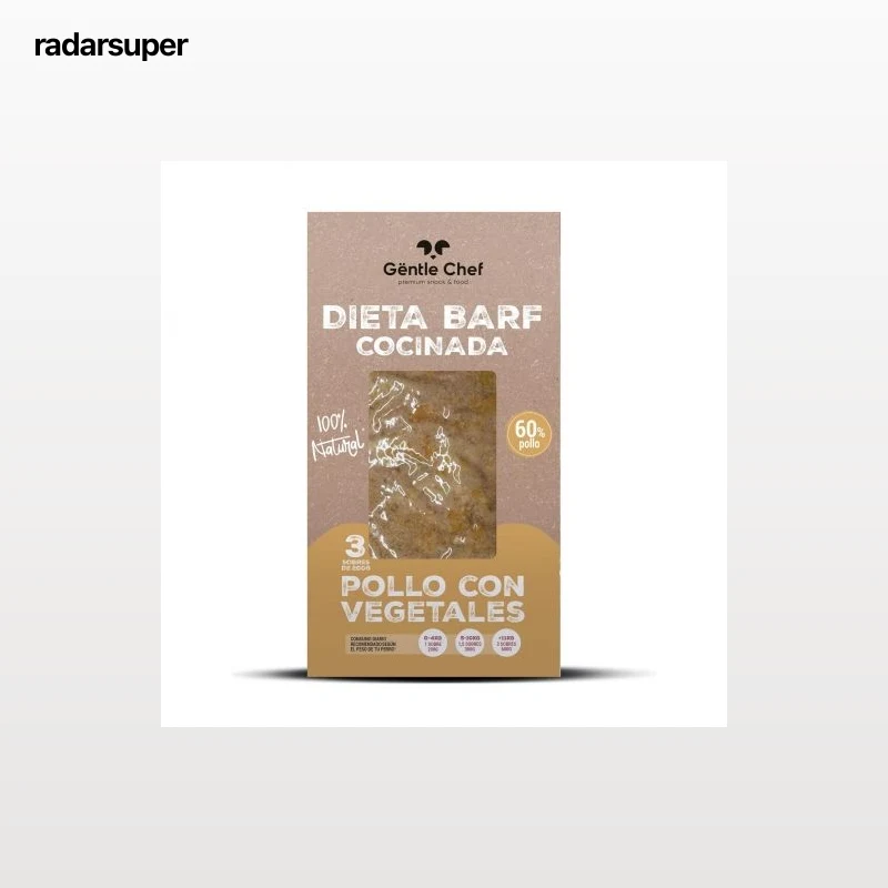 Dieta barf cocinada natural de pollo con vegetales para perro Gentle Chef 3x200 g