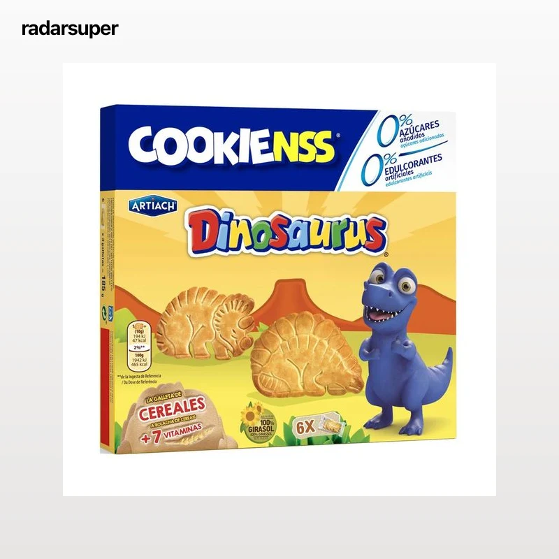 DINOSAURUS Galletas de cereales con forma de dinosaurios 6 uds. 185 g.