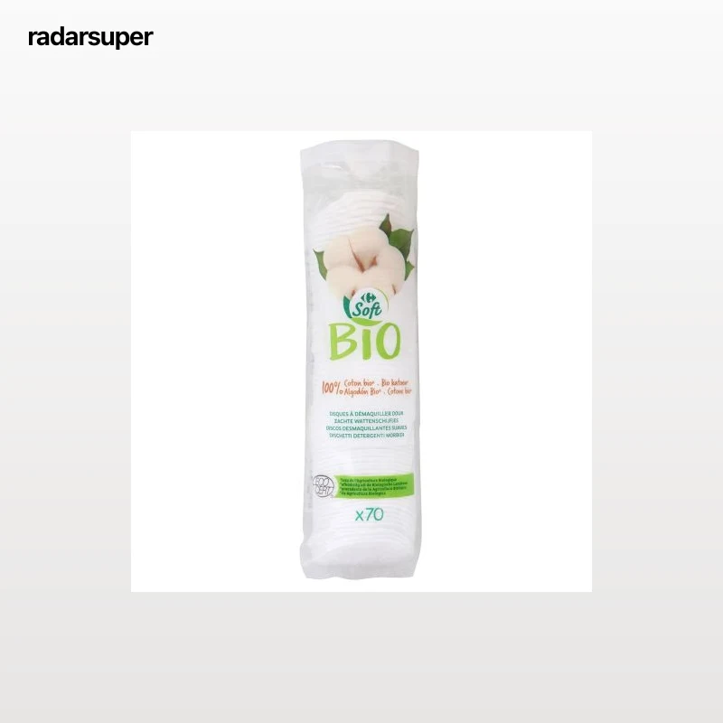 Discos desmaquillantes suaves ecológicos Soft Bio Carrefour 70 ud.