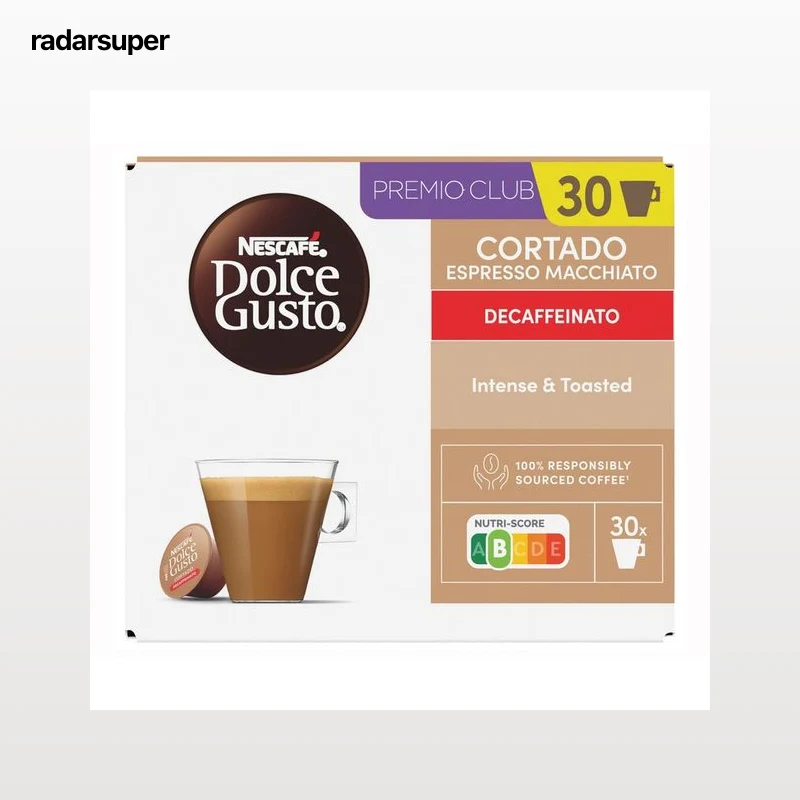 DOLCE GUSTO Café en cápsulas cortado descafeinado 30 uds. 186 g.