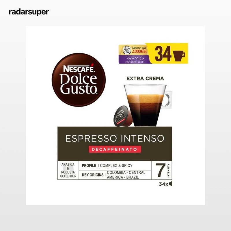 DOLCE GUSTO Café en cápsulas intenso descafeinado 34 uds.