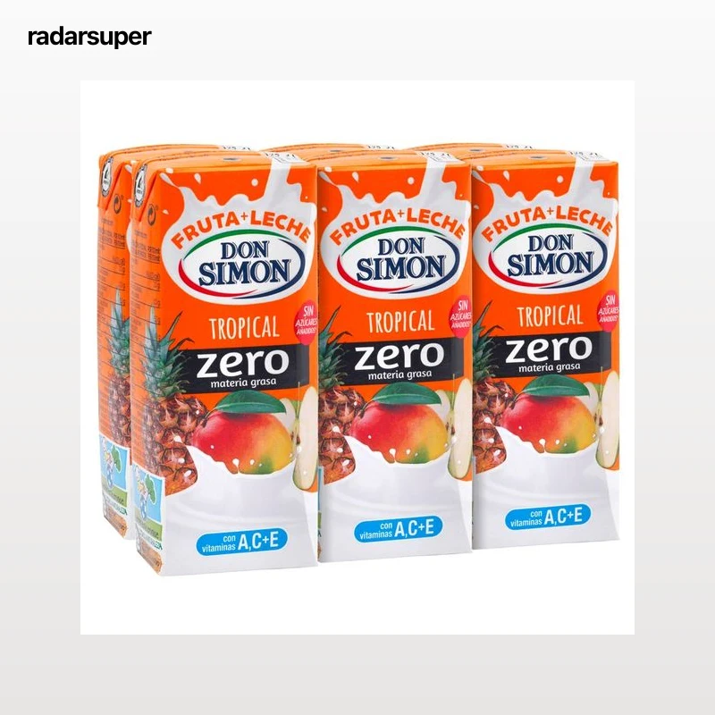 DON SIMON Bebida de leche y zumo de frutas tropicales y 0% materia grasa Funciona max 6 x 200 ml.