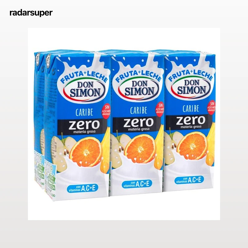 DON SIMON Leche con zumo de frutas caribeñas y 0% materia grasa Funciona max 6 x 200 ml.