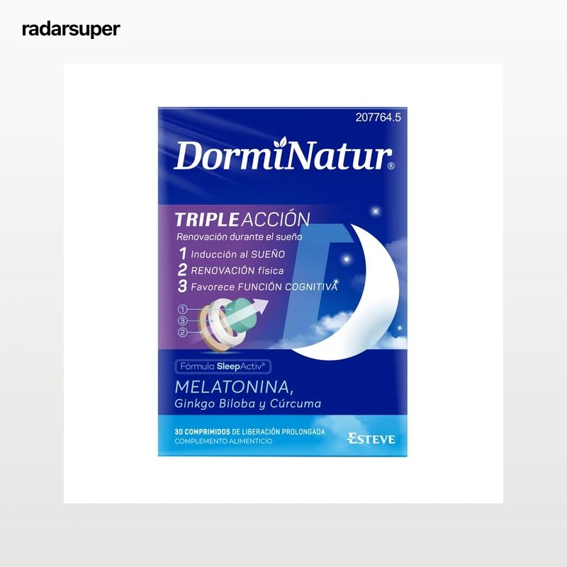 DORMINATUR Triple acción Complemento alimenticio a base de Melatonina, Ginko biloba y Cúrcuma 30 uds.