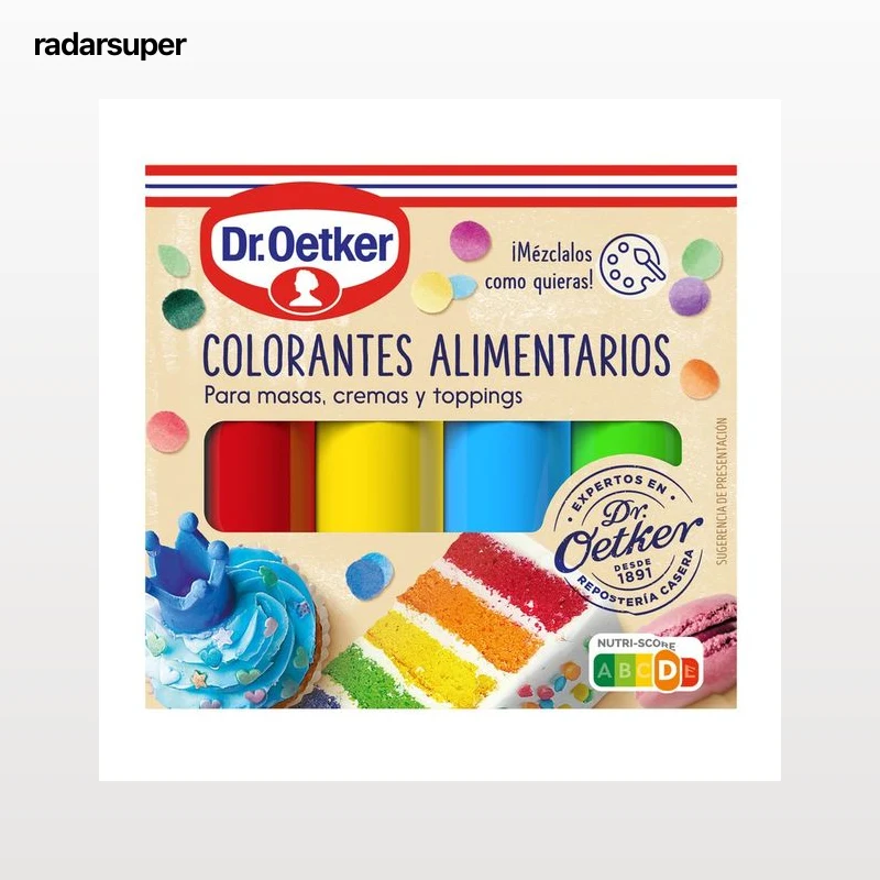 DR. OETKER Colorantes alimentarios, 4 colores pastel en gel 40 g.