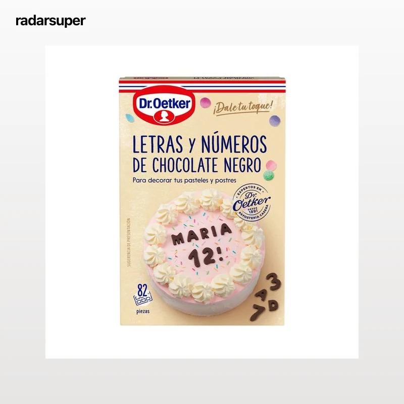 DR. OETKER Letras y números de chocolate negro (82 piezas) Dr. OETKER 60 gr,